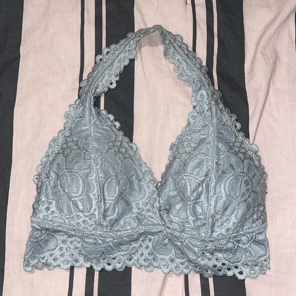 Grayish Blue Lace Bralette